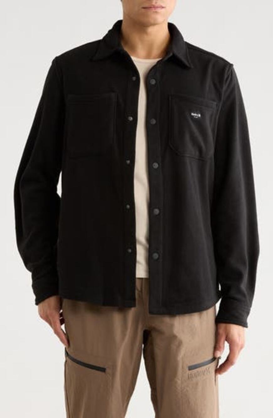 NWT Hurley Men's Polar Fleece Overshirt in Black size Medium